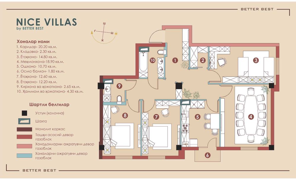 Новостройка! Ўзимники (cвоя) 4/2/10 100kв.м, Метро Олмос (4-бекат)