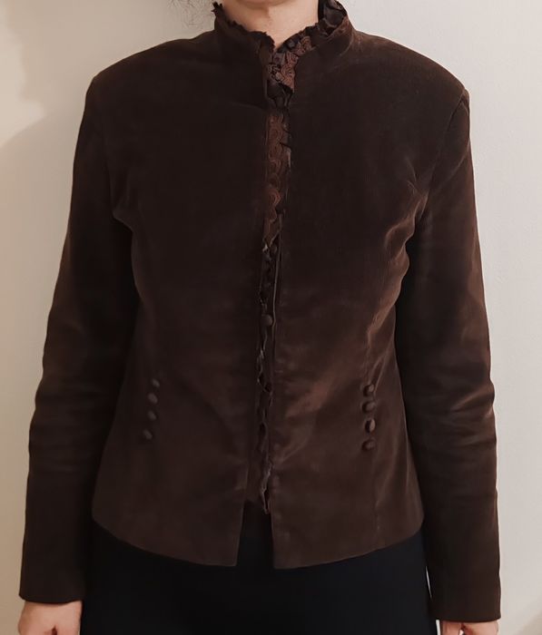Sacou Elegant Maro Ciocolatiu – Catifea Raiată