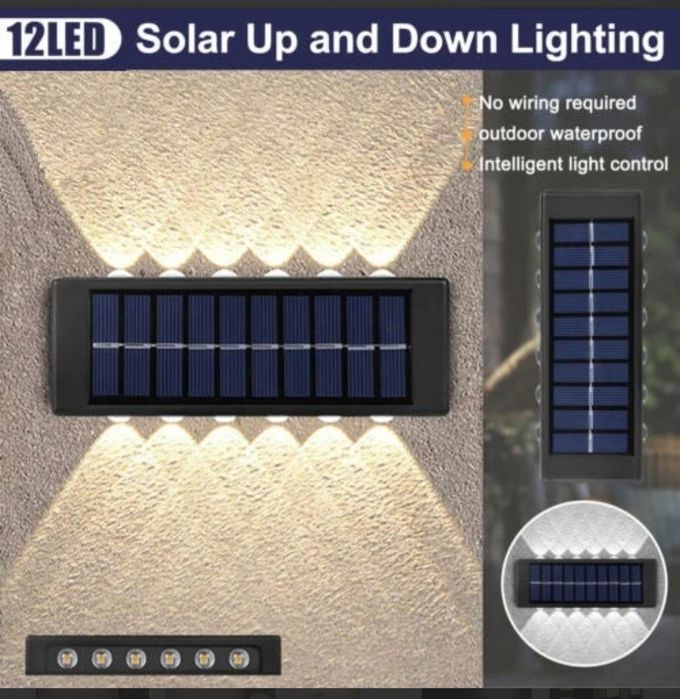 Lampă solară LED exterior 12 LED – lumină caldă, IPX6