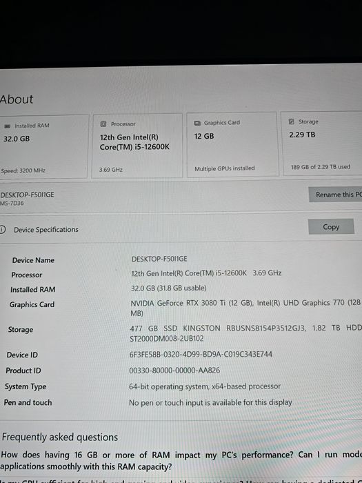 PC Gaming i5-12600k RTX 3080ti