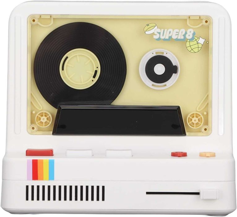 Преносим стерео ретро Bluetooth високоговорител с касетофон, сив (бял)