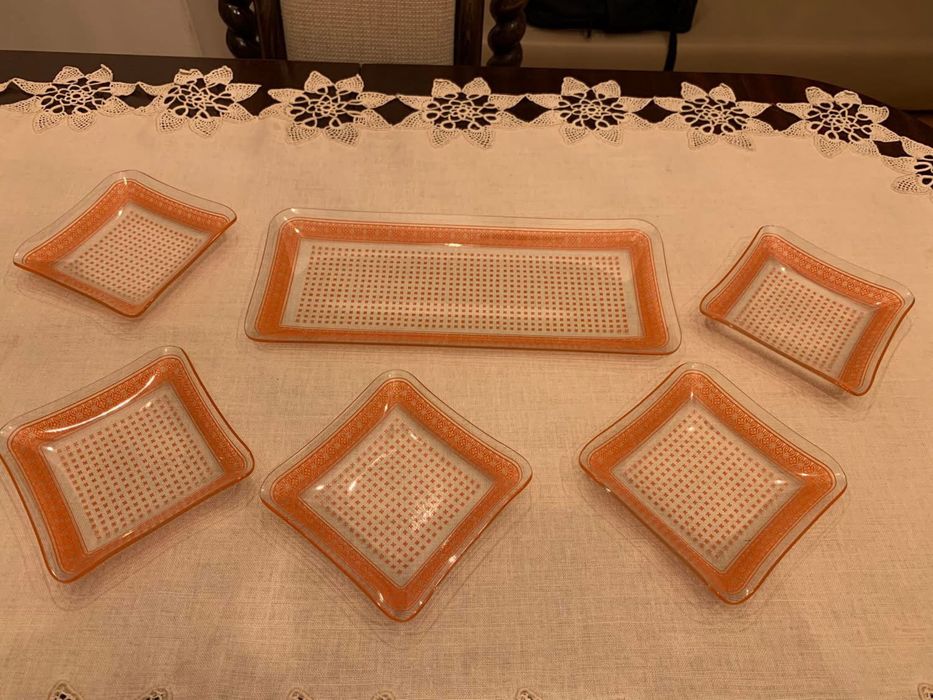 Стъклен сервиз - оранжев