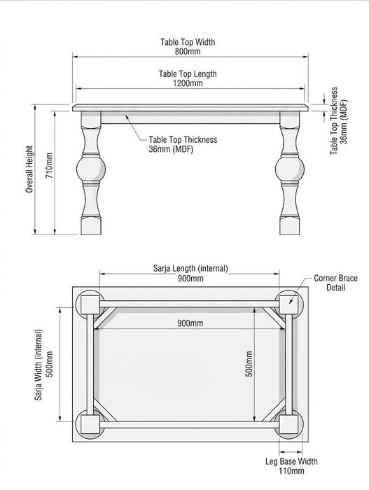 Zamonaviy oq stol (120×80) – yog‘och oyoqli
   Narxi 250$