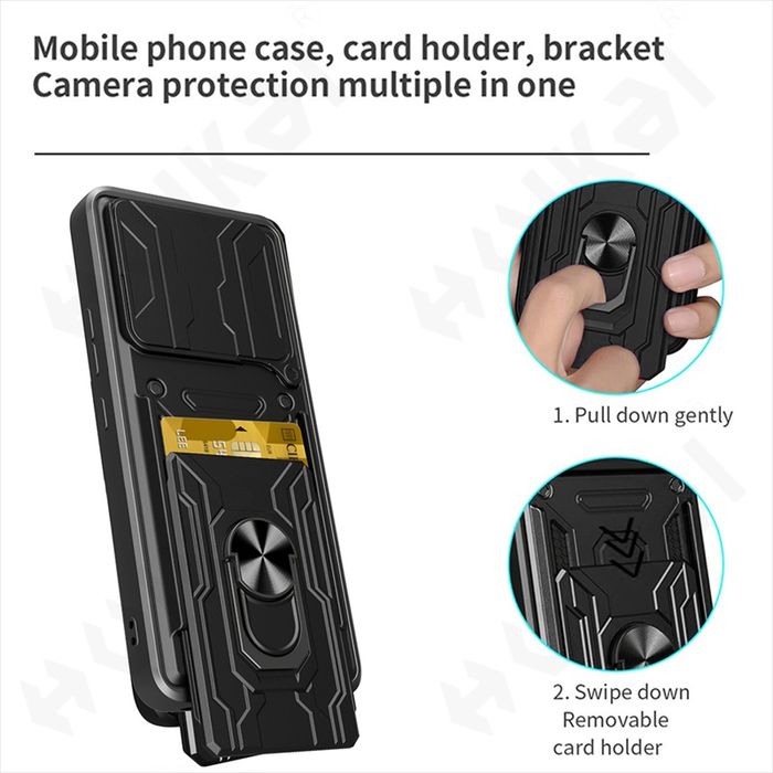 Xiaomi 14T / 14T Pro / RING CARD SLOT Удароустойчив кейс гръб с магнит