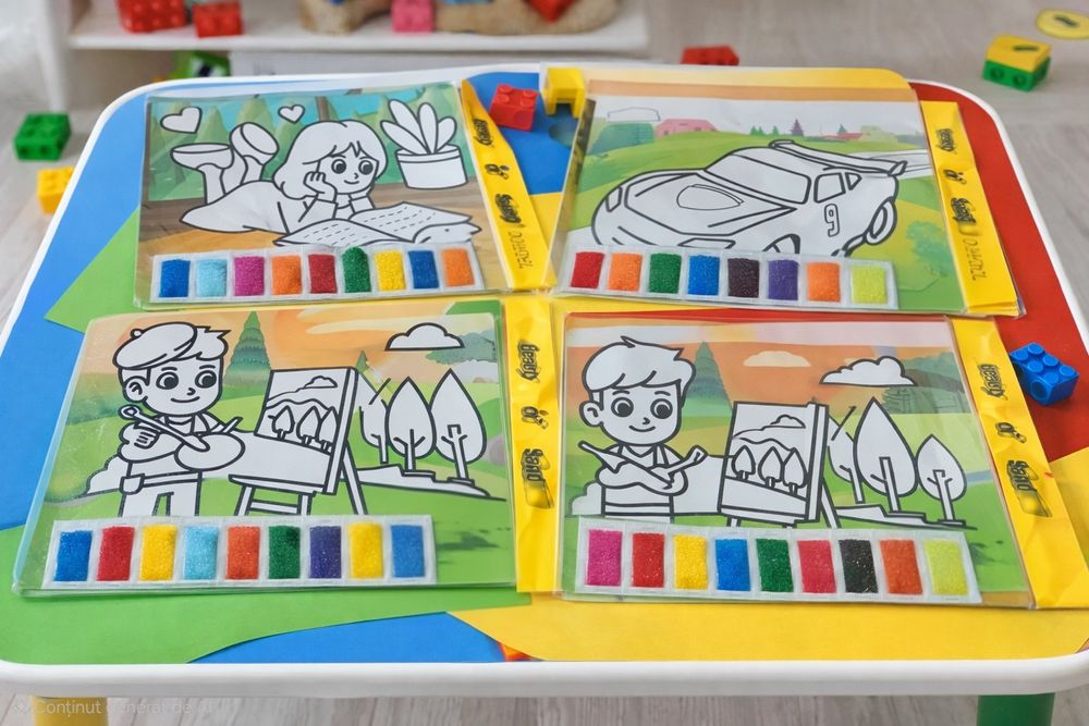 Set 10 planse nisip, activitate senzoriala si motricitate fina.