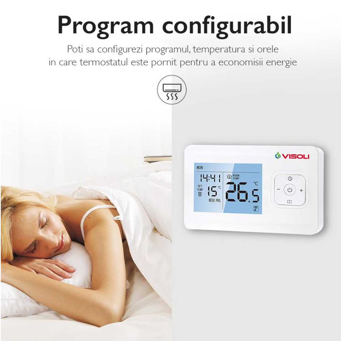 Termostat Ambient Inteligent Visoli™ W08,WIFI,Controlat Prin Aplicatie