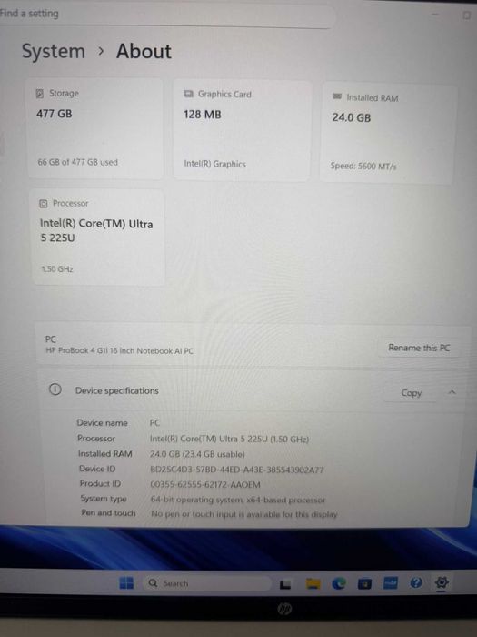 HP ProBook G11 16” / Intel Ultra 5 / 24GB RAM / 512GB SSD / Windows 11 Pro / Ca nou