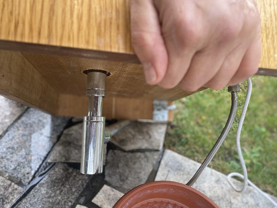 Chiuveta sticla chihlimbar pe blat mdf 70/48/10