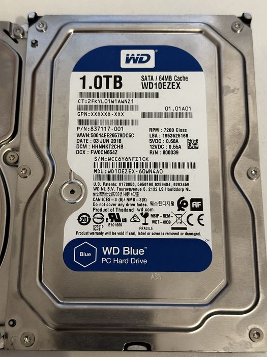 HDD 1TB, 500GB, 3.5inch