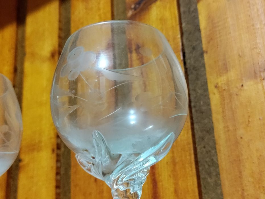 Гравирани старинни кристални сватбени чаши
