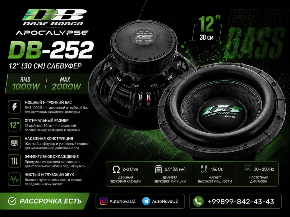 Сабвуфер Deaf Bonce DB-252 12" 1000Вт Naqd Nasiya