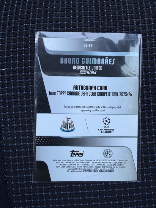 Колекционерска карта с автограф Bruno Guimaraes Topps Chrome