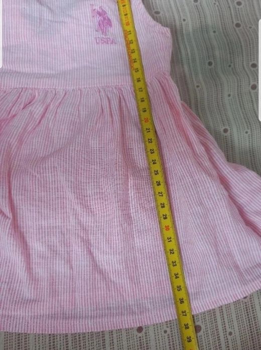 Rochiță bebe 6-9 luni – USPA, roz cu dungi fine