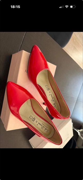 Pantofi si plic set de culoare rosie
