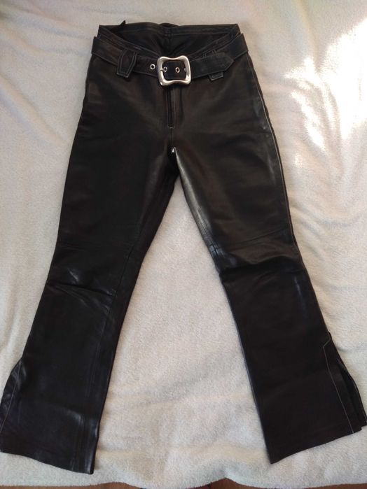 Черен кожен панталон от естествена агнешка кожа