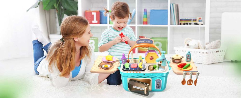Детски комплект CUTE STONE- мивка, барбекю, фурна и кошница