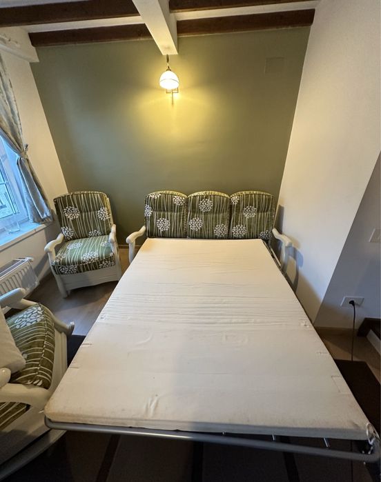 Set Mobiladalin ROMA – canapea extensibilă + fotoliu, lemn masiv