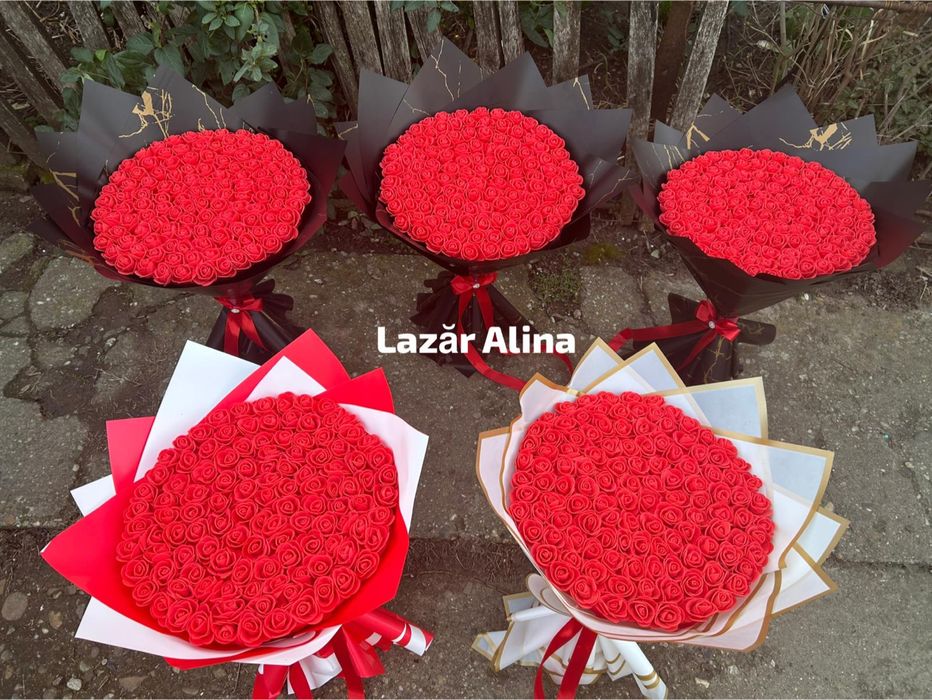 Buchet 101 trandafiri spuma 150 lei