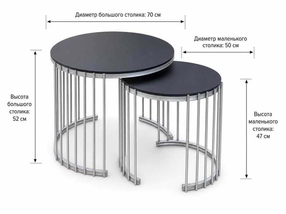 Современный комплект из двух журнальных столиков