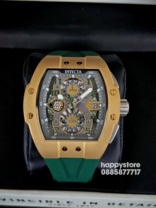 INVICTA Racing Strada Gold/Green 47 mm, Инвикта нов ръчен часовник