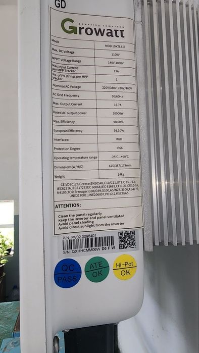 Инвертор Growatt 10 квт глобальная версия с WI-FI модулем.