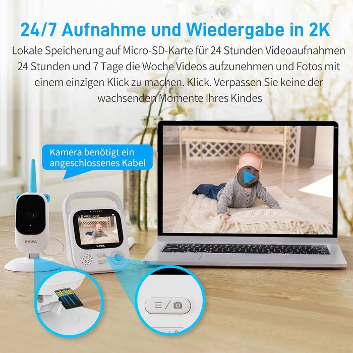 Бебефон, монитор с камера, 5050 mAh, 1400 фута обхват