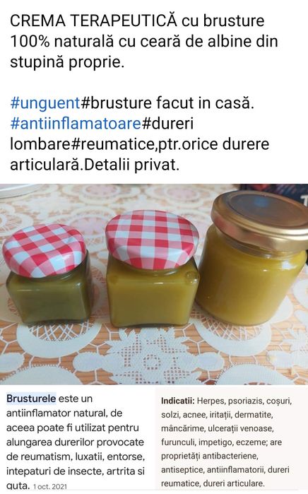 Crema de brusture fără chimicale sau adaosuri