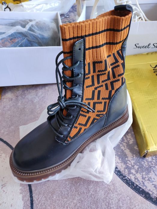 Дамски черни боти Рикер Rieker, размер 37 и боти с пайети