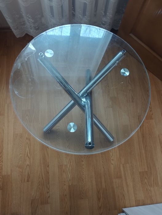 Стол стеклянный круглый, 90-100см