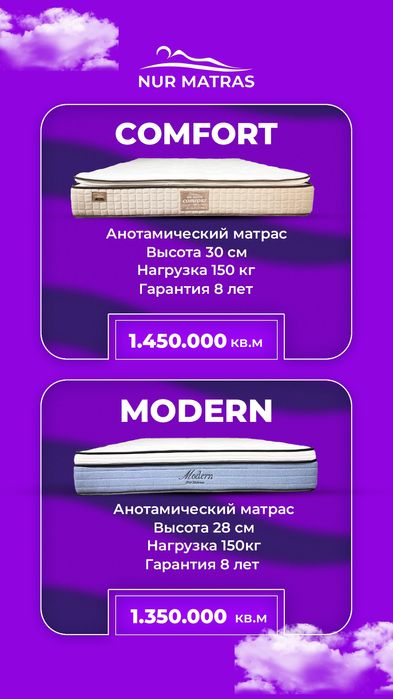 Мягкая кровать матрасы от производителя юнусабад Nur Matras