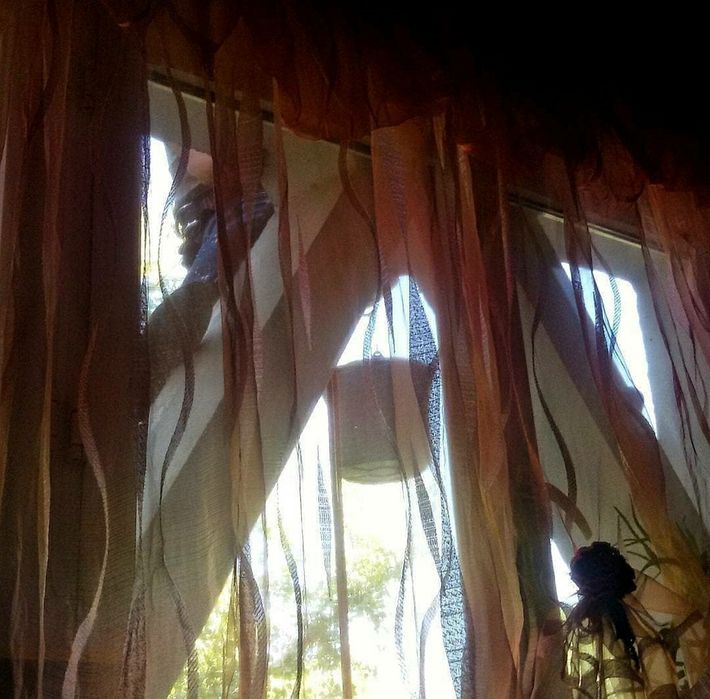 Тюль оранжевая волны