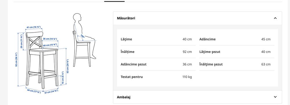 Scaune de bar Ikea Rosentrop