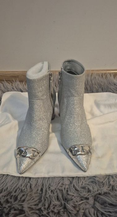 Casadei luxury boots – glitter silver, metal tip, size 35, n