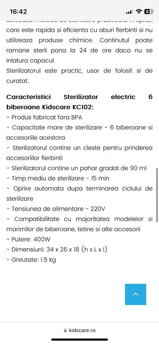 Sterilizator biberoane KidsCare