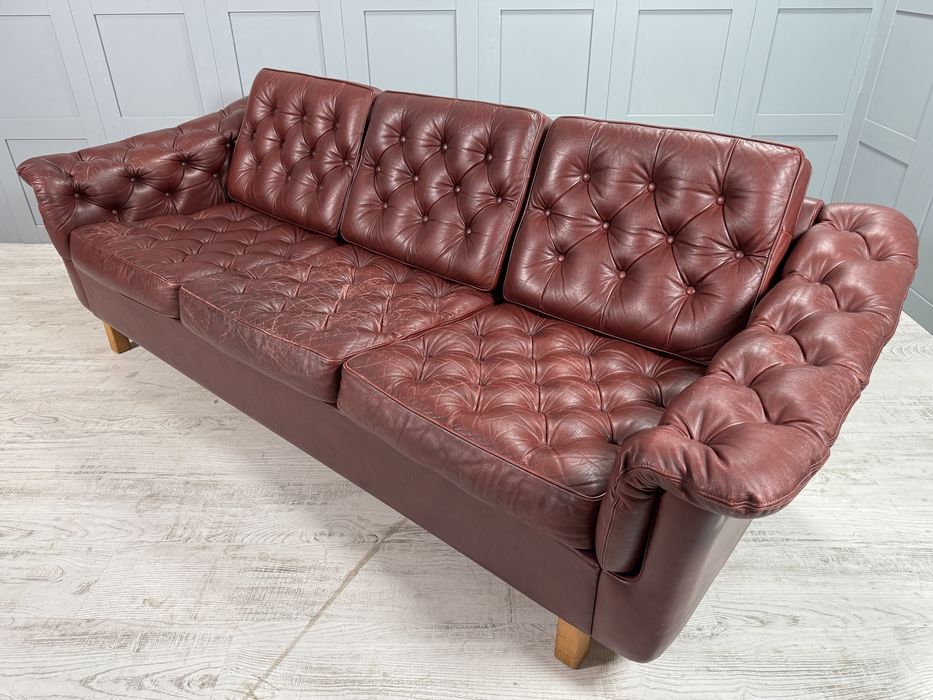 Винтидж диван 3-ка естествена кожа Р473