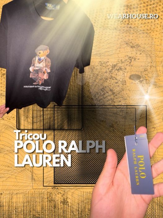 Tricou Polo Bear by Ralph Lauren, nou cu eticheta, cu imprimeu cu catifea