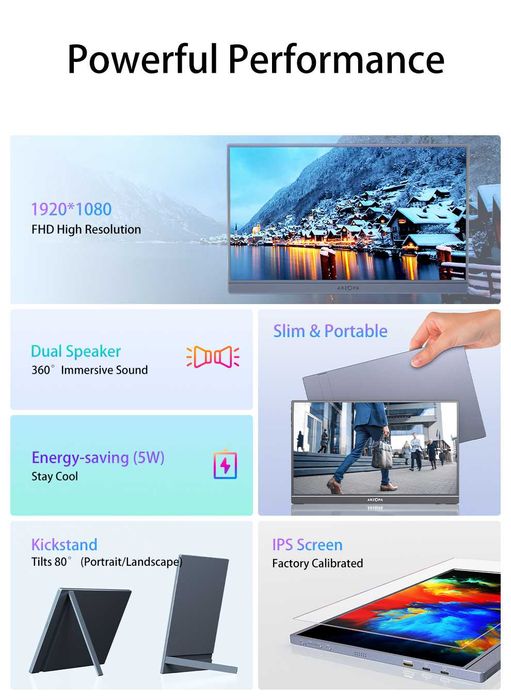Arzopa A1S Space Gray 14.0 Inch 1080P портативный монитор