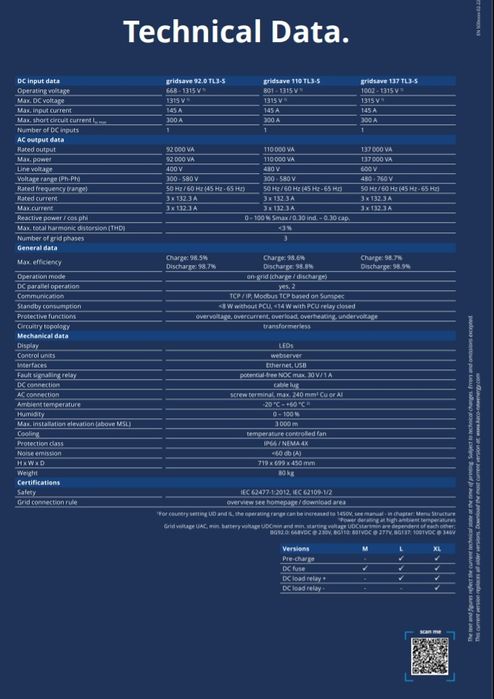 Хибриден инвертор Kaco 92 kW TL3-S