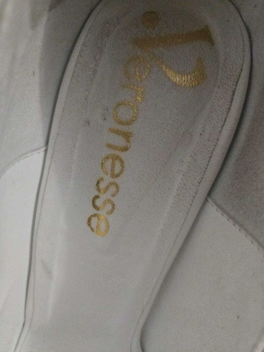 Pantofi stiletto cu platformă Veronesse, piele naturală, alb - Mărimea 39