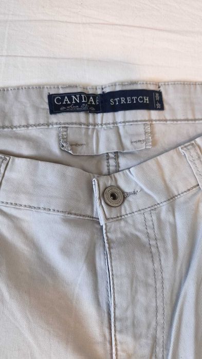 blugi Canda Stretch,	talie 38,	lungime 30,	fermoar,	silver grey