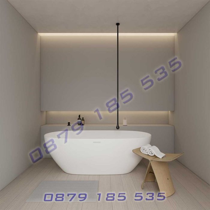 Висящ душ-смесител черен матов цвят монтаж таван чучур модерен