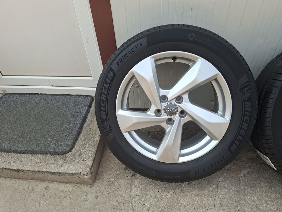 Set jante din aluminiu originale r18 / Audi Vw Skoda Seat MG / echipate cu anvelope de vara 235 55 r18 Michelin / 5x112