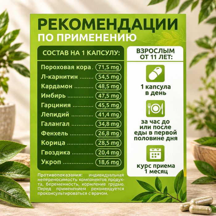HHS A1 L-Carnitine + Lepidium — 30 капсул