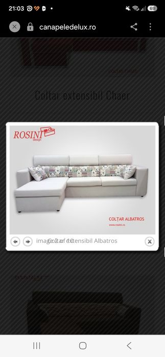 Colțar extensibil Rosini cu tetiere reglabile (Necesită reparație/curățare)