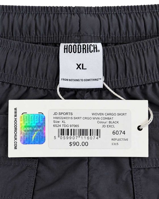 Fustă cargo damă Hoodrich Woven Cargo neagră cu buzunare utilitare și detalii logo Mărimea XL