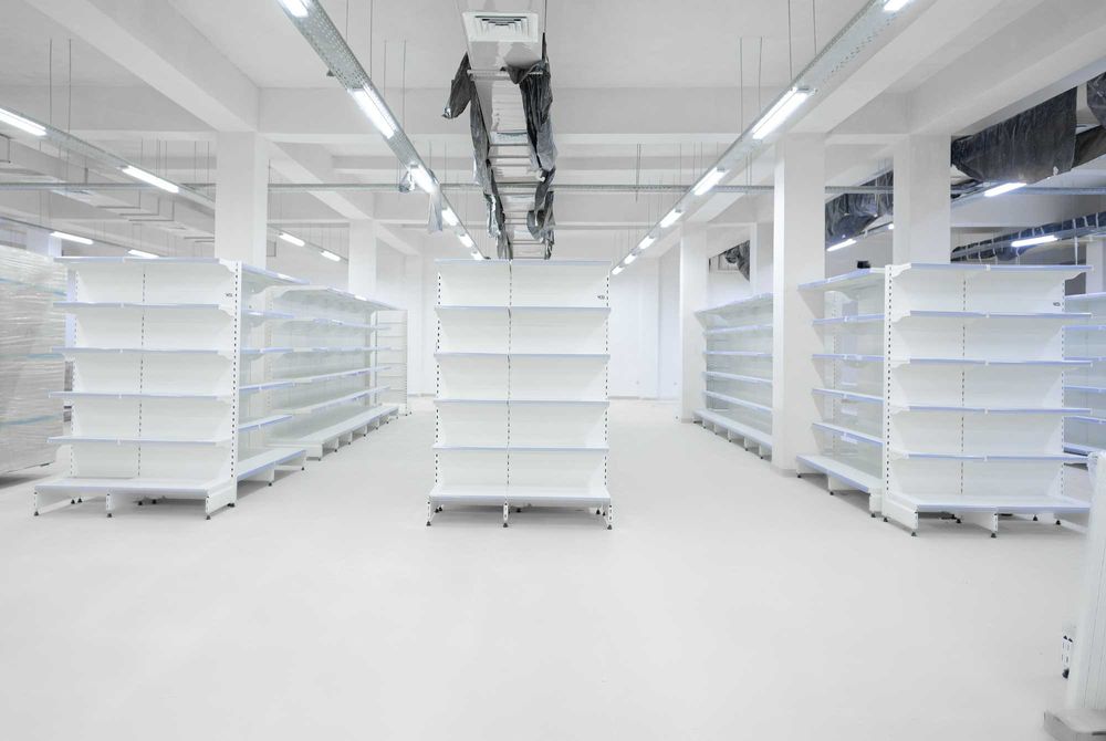 Торговые стеллажи из металла, стеллаж продовольственный магазин