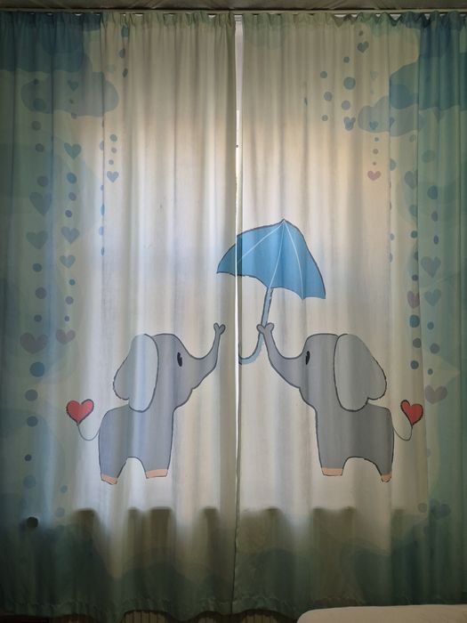 Vând draperii premium copii elefanți 2 bucati de 246×140