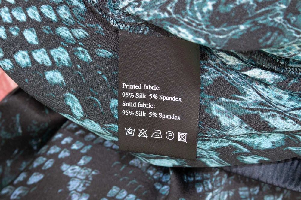 Munthe дамски копринен панталон змийски принт сатен синьо сиво 34 XS