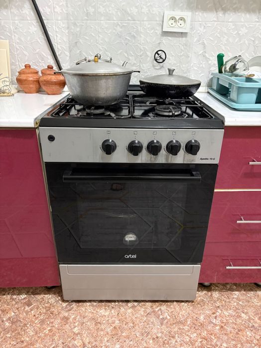 Газ плита размери 60, оте жаксы жагдайда, коп пайдаланылмган