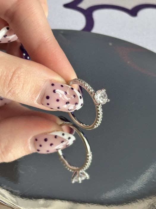 Пръстен от кубичен цирконий и неръждаема стомана